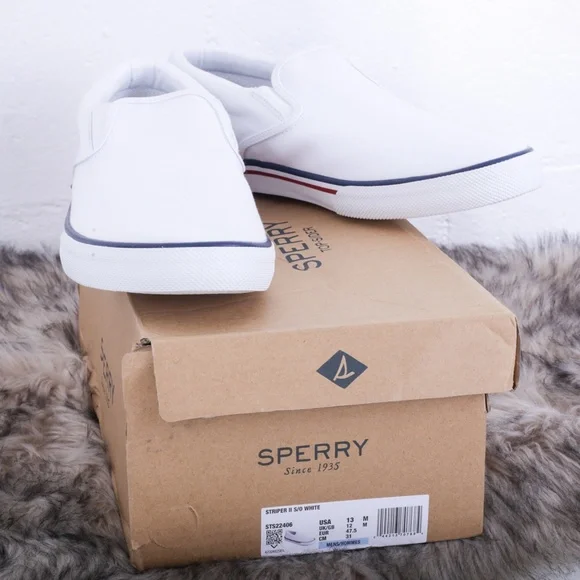 Sperry Shoes Sperry Striper Ii Mens White Slip On Sneaker